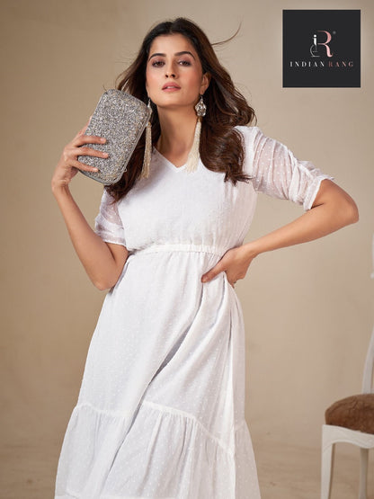 Latest Collection Georgette White Western Dress