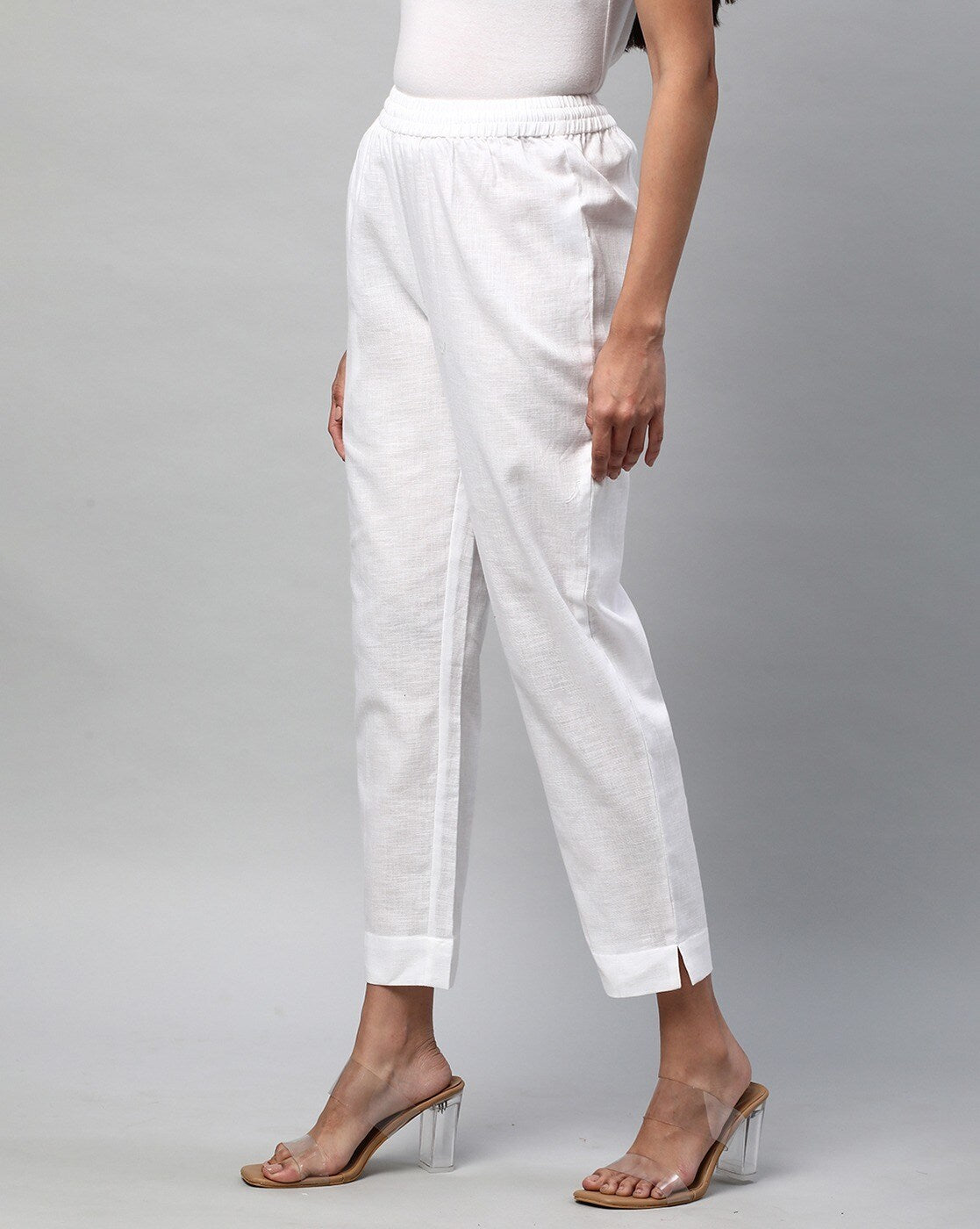 Relaxed Straight Leg Trousers ( White )