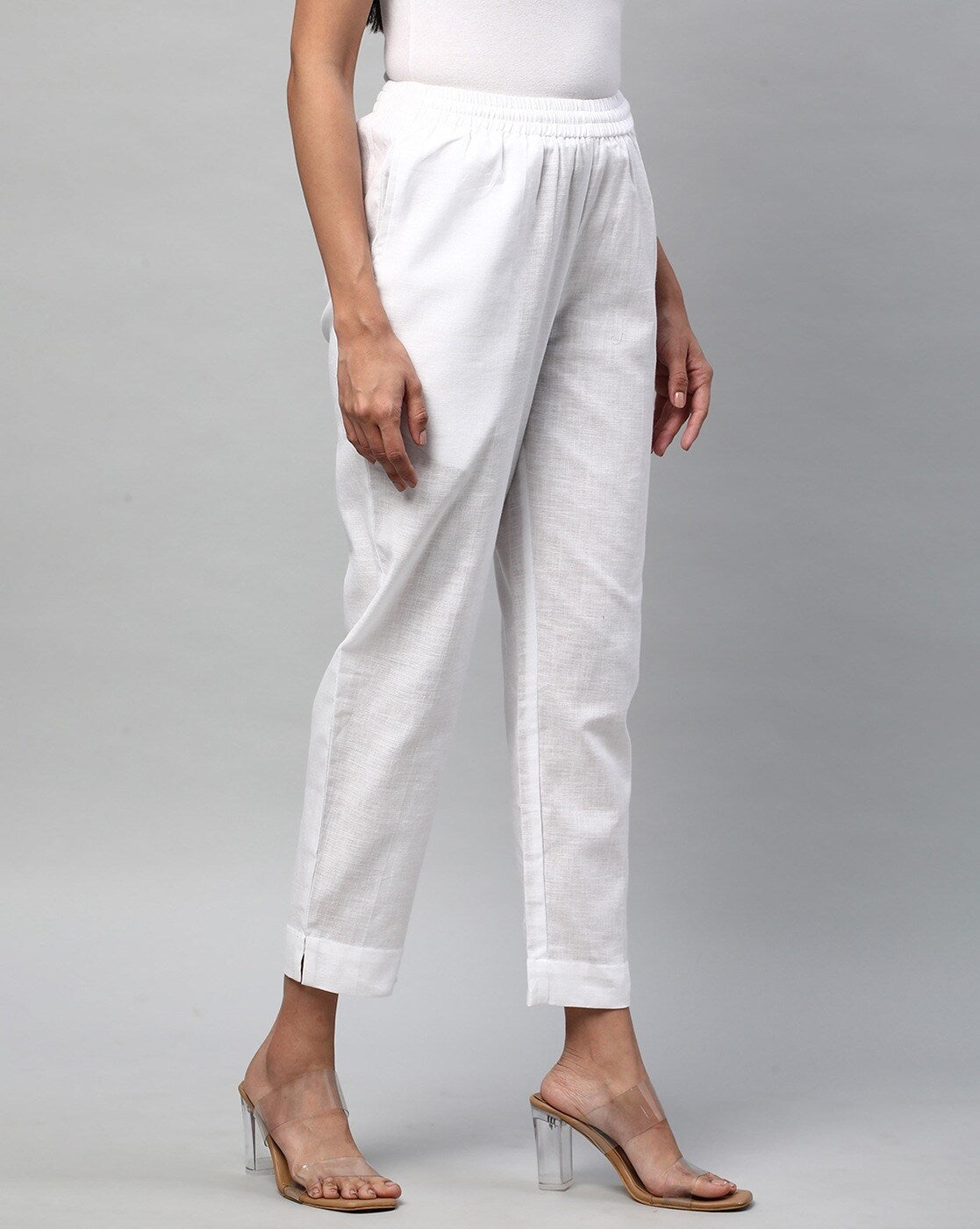 Relaxed Straight Leg Trousers ( White )