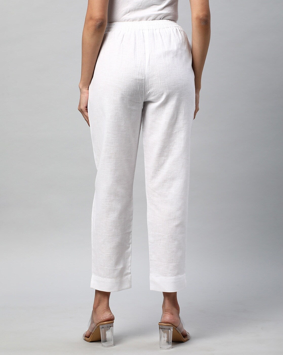 Relaxed Straight Leg Trousers ( White )