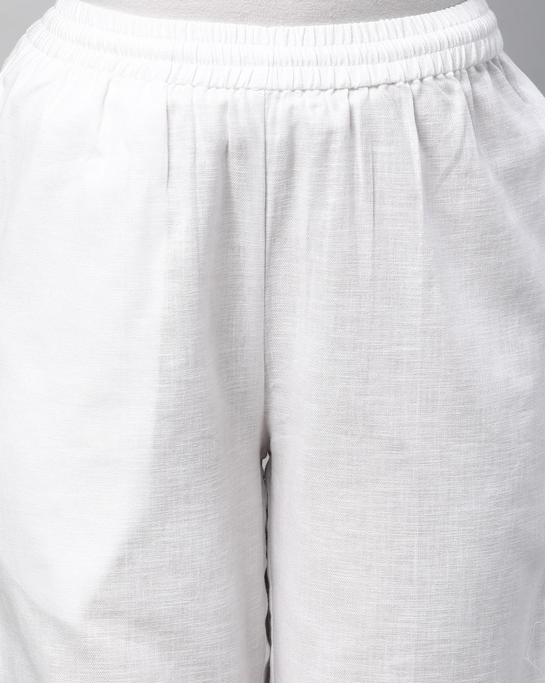 Relaxed Straight Leg Trousers ( White )