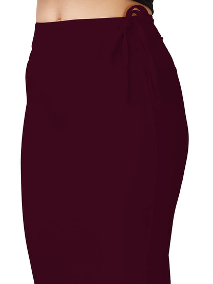 Saree Shapewear Petticoat In Wine With Drawstring