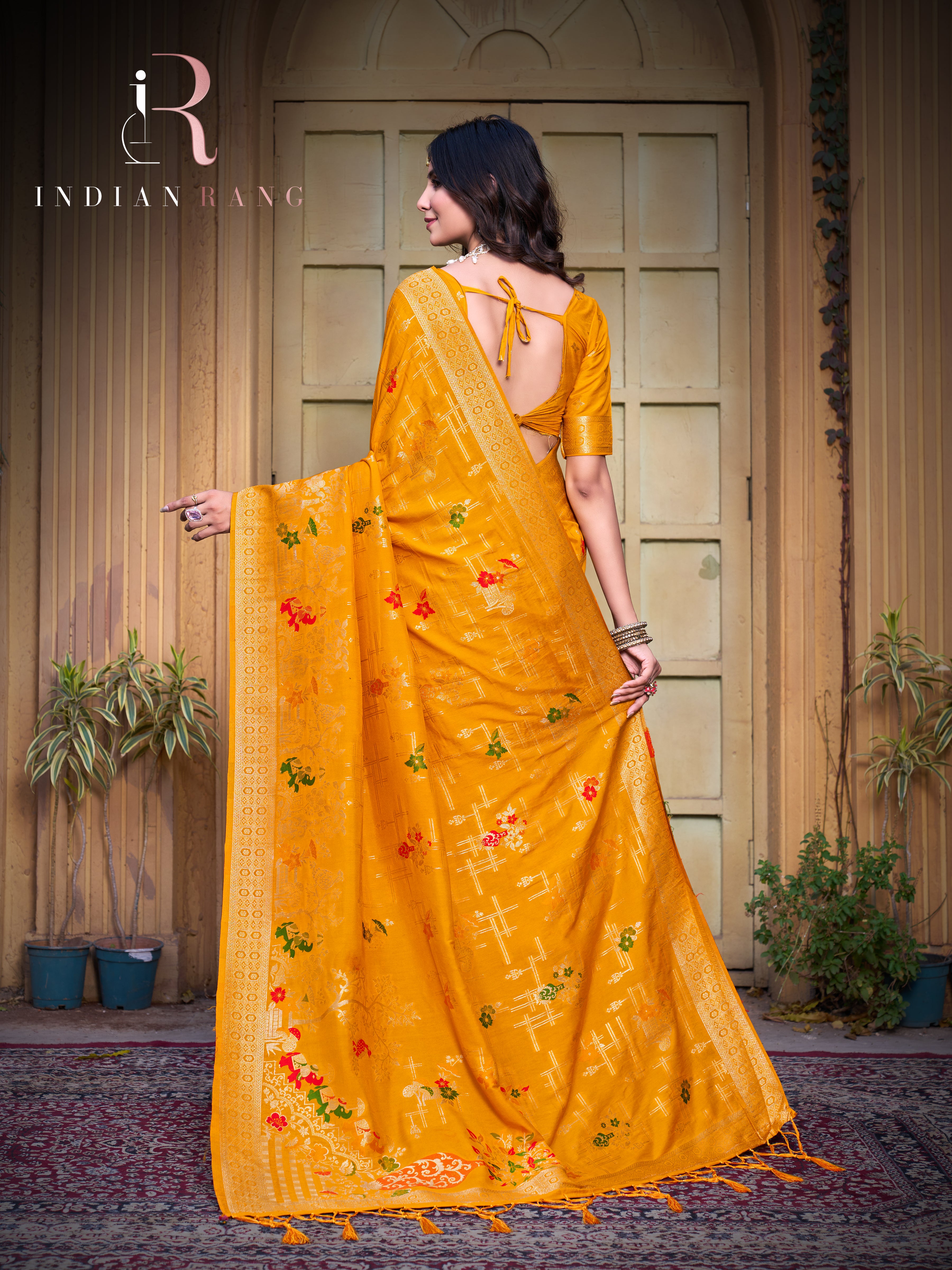 Premium  Pure Silk Yellow Color Silk Saree