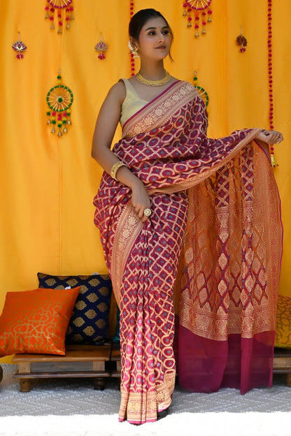 Purple Color Pure Kanjivaram Silk Wedding Wear Saree