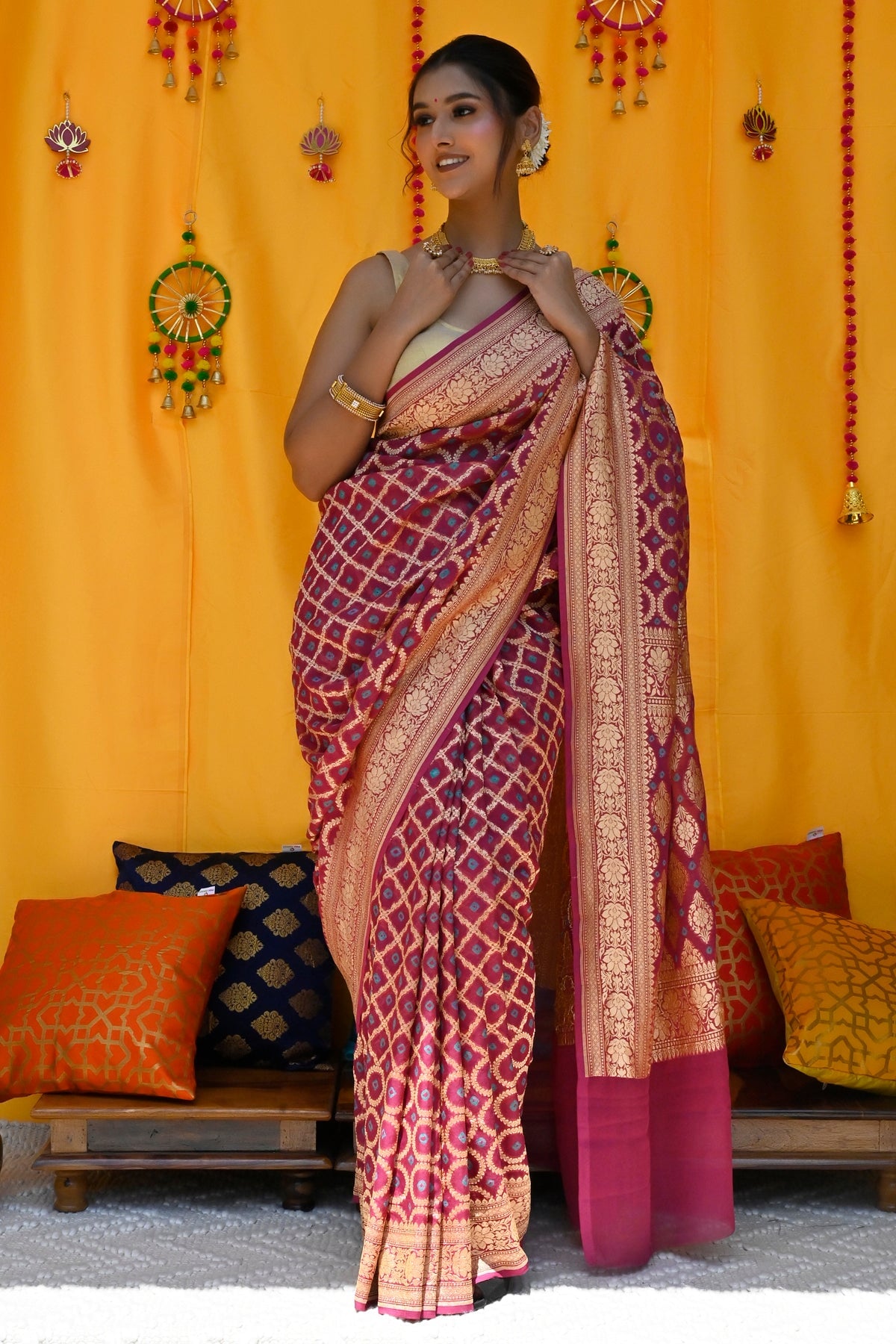 Purple Color Pure Kanjivaram Silk Wedding Wear Saree