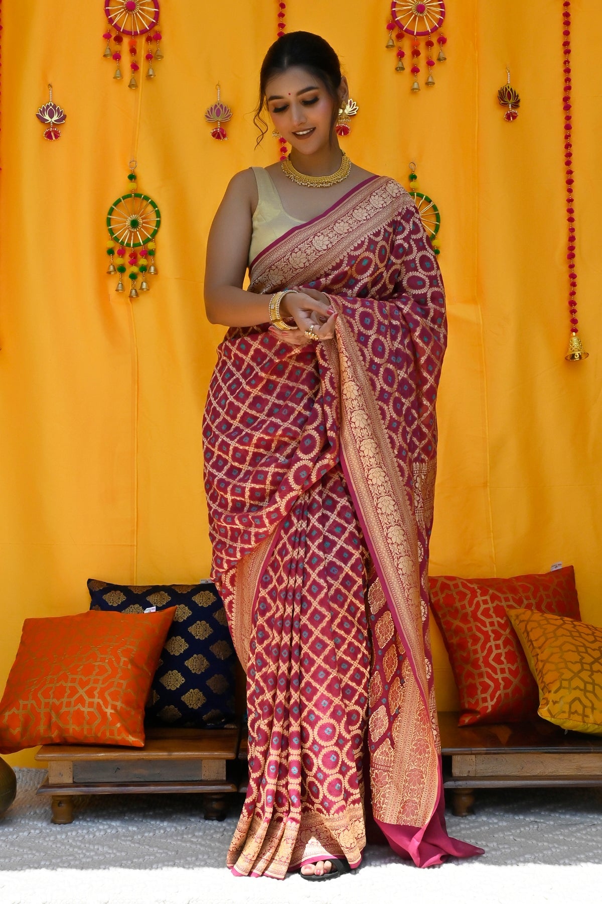 Purple Color Pure Kanjivaram Silk Wedding Wear Saree