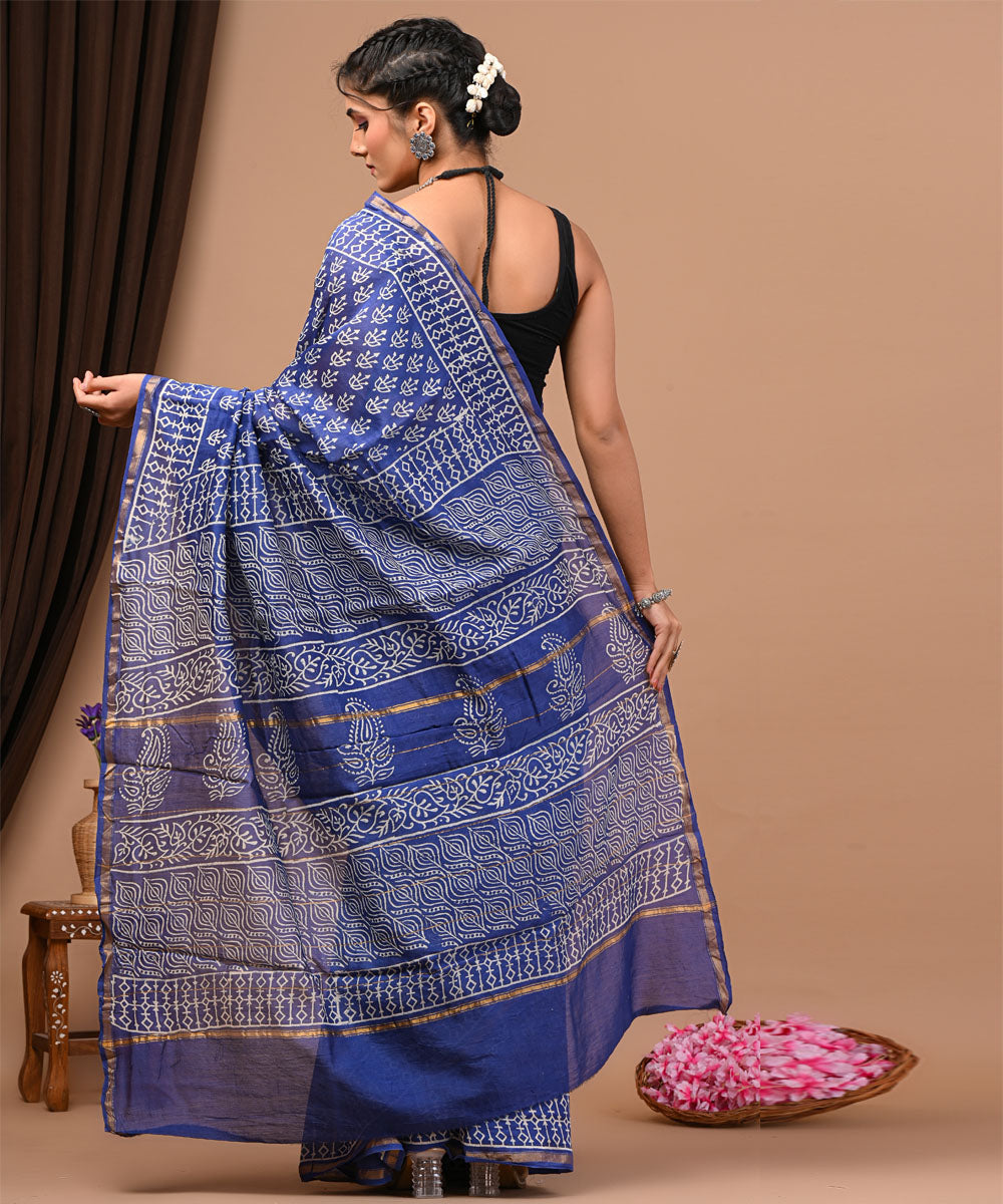 Fancy Blue Color Design Handloom Saree