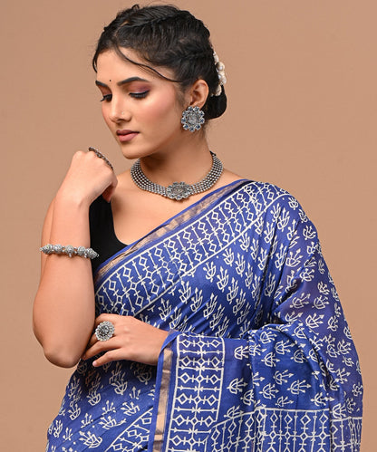 Fancy Blue Color Design Handloom Saree