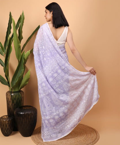 Purple Color Handloom Linen Silk Wedding Wear Saree