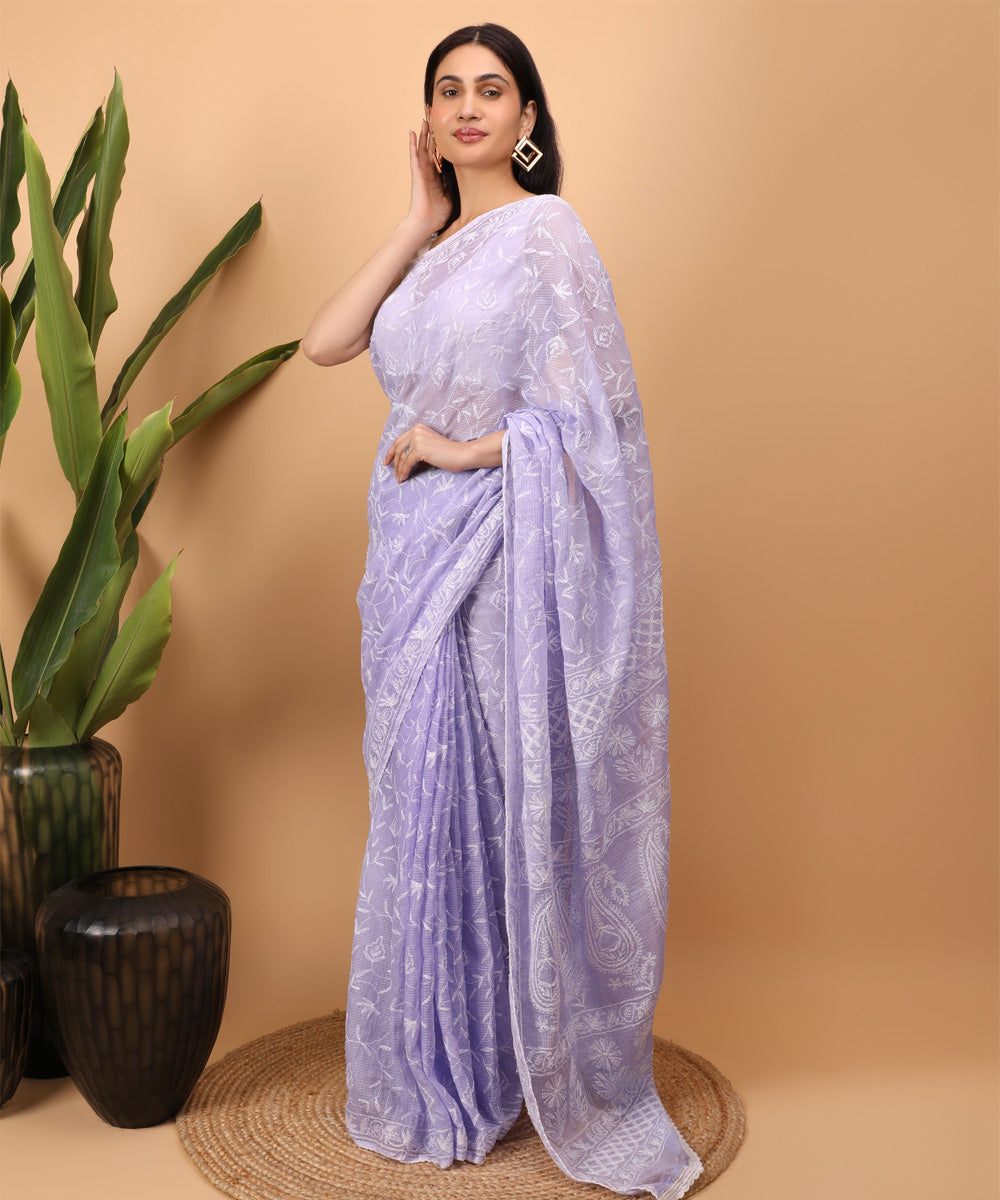 Purple Color Handloom Linen Silk Wedding Wear Saree