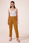 Mid-Rise Cropped Cotton Pant Trousers (Mustard)