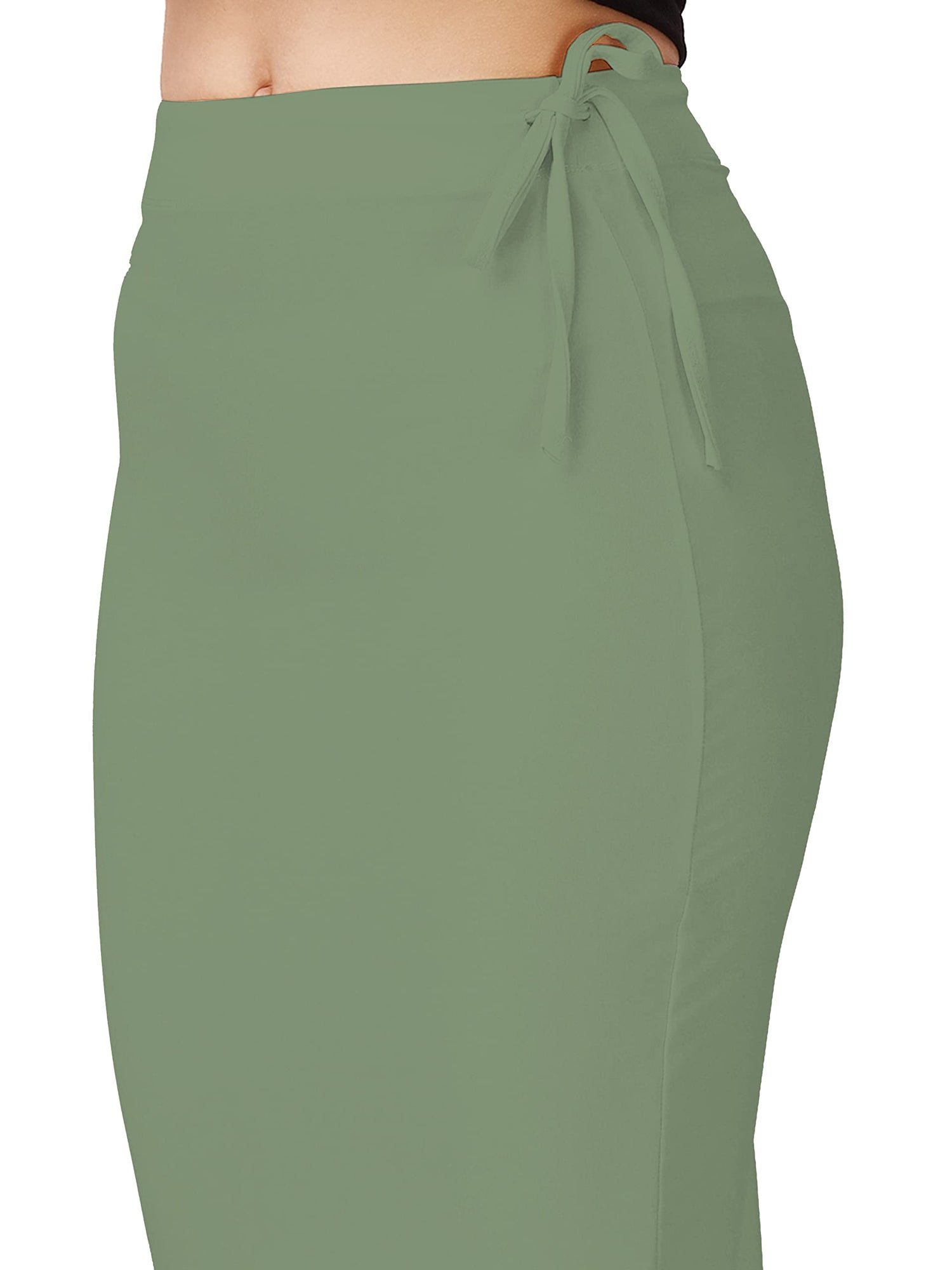 Saree Shapewear Petticoat In Pista With Drawstring