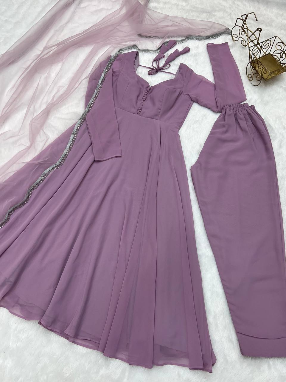 Pure Georgette Party Wear Purple Color Anarkali Suit