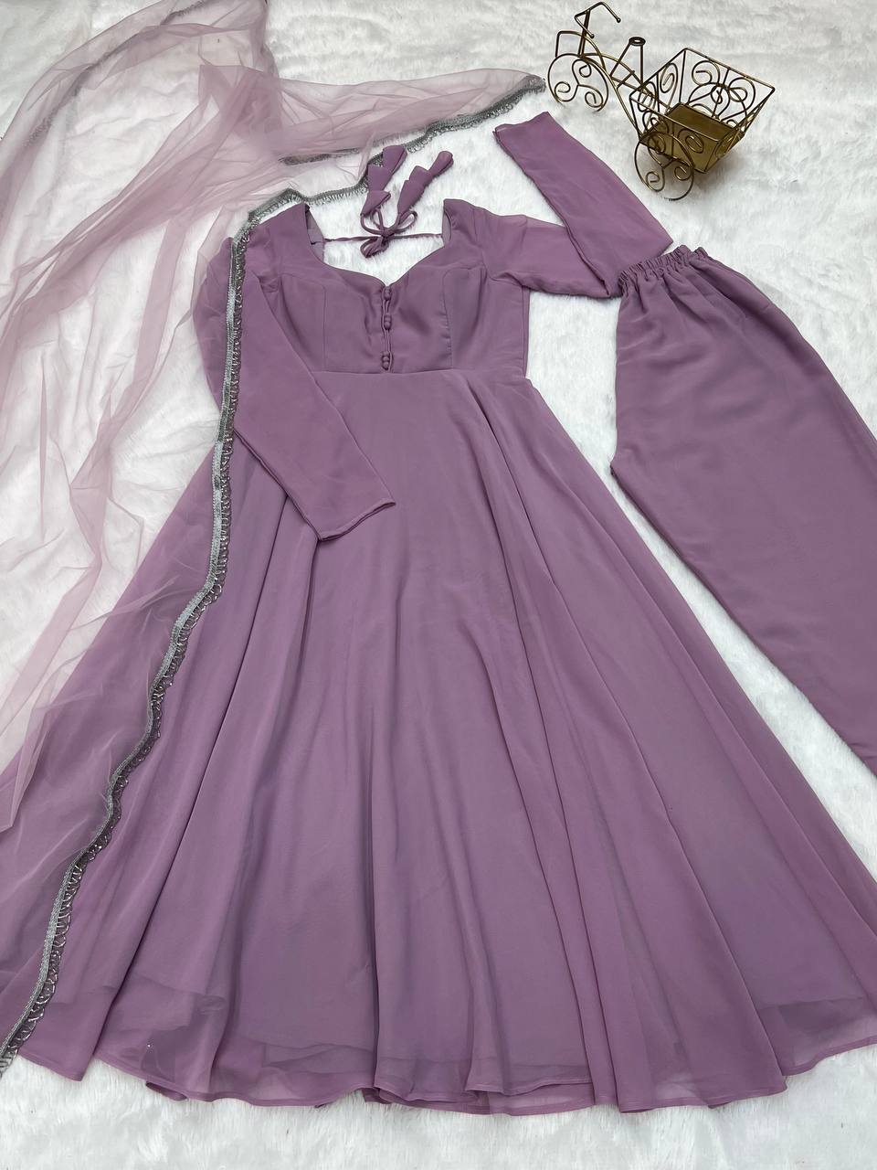 Pure Georgette Party Wear Purple Color Anarkali Suit