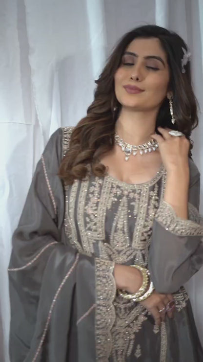 Attractive Grey Salwar Suit