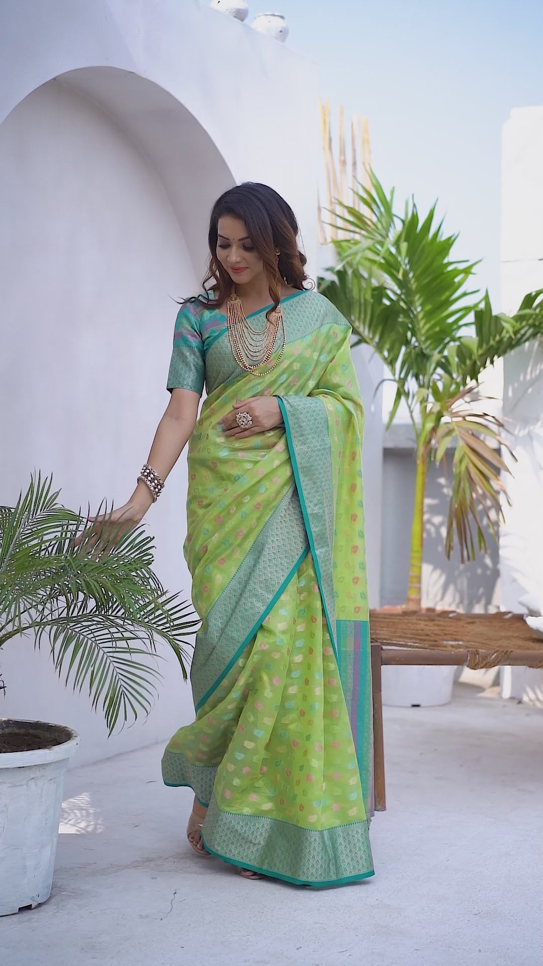 New Design Green Color Zarna Silk Saree