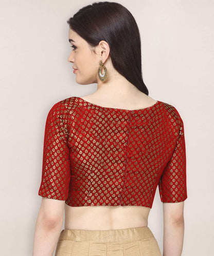 New Collection Of Red Color Brocade Readymade Blouse