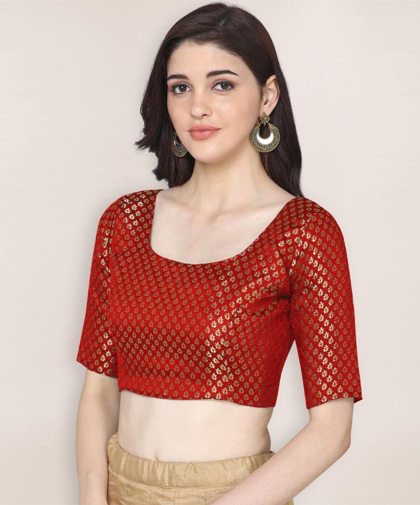 New Collection Of Red Color Brocade Readymade Blouse