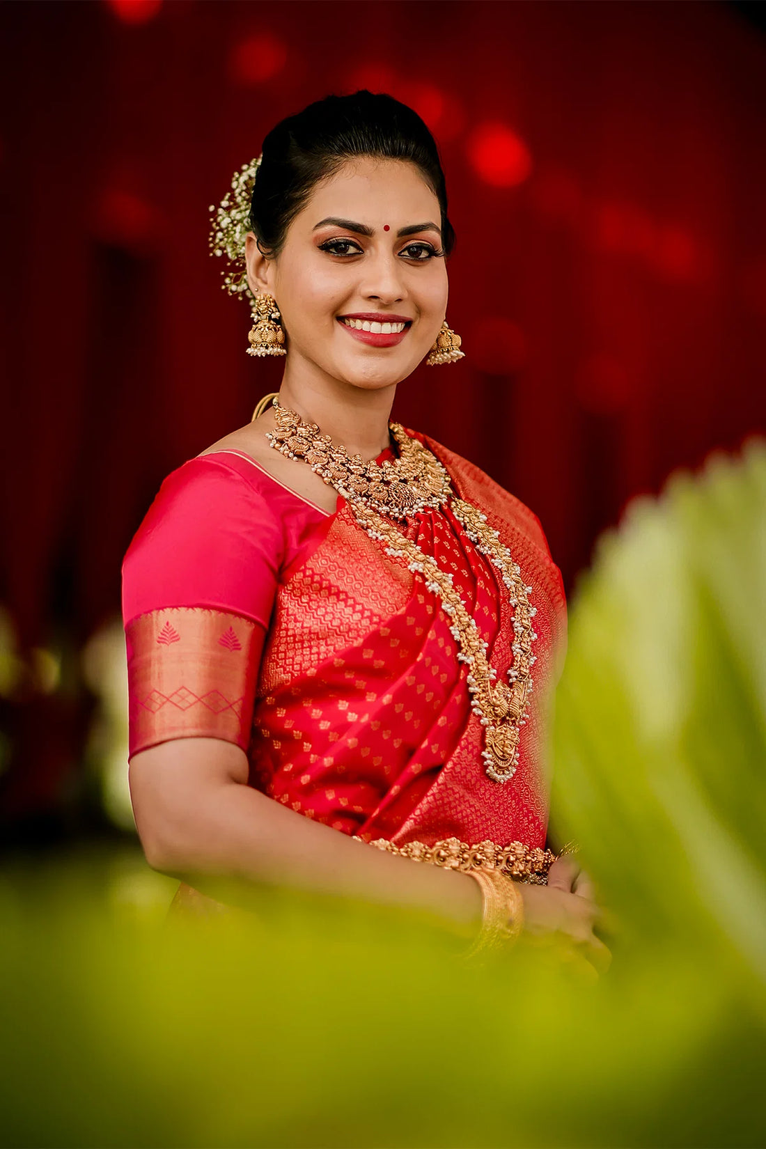 Pretty Red Color Pure Kanjivaram Silk Jacquard Work Saree