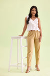 Mid-Rise Cropped Cotton Pant Trousers (Wheat)